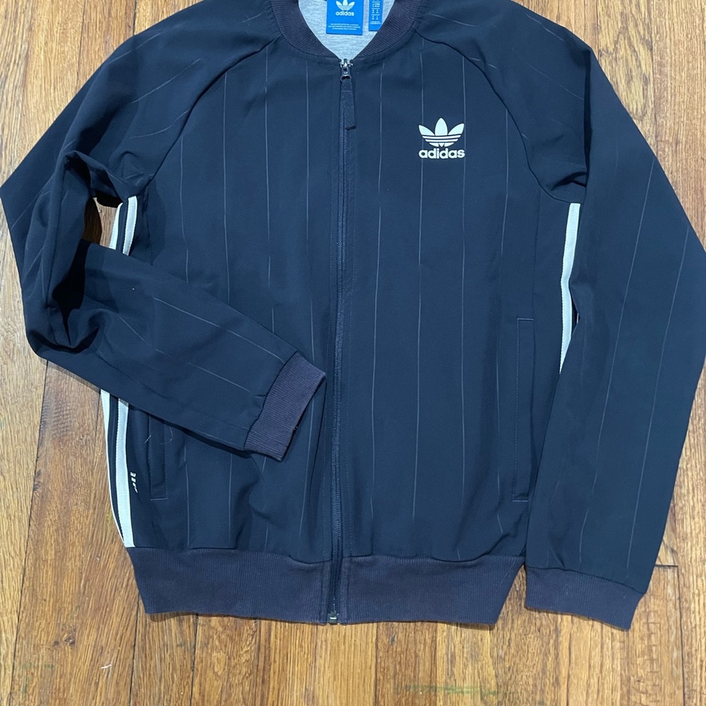 adidas Navy Jacket with White Trefoil and Stripes
